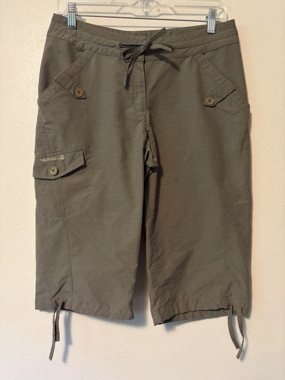 Merrell Women’s Cargo Capri Hiking Shorts Drawstring Hem Size 4 Gorpcore